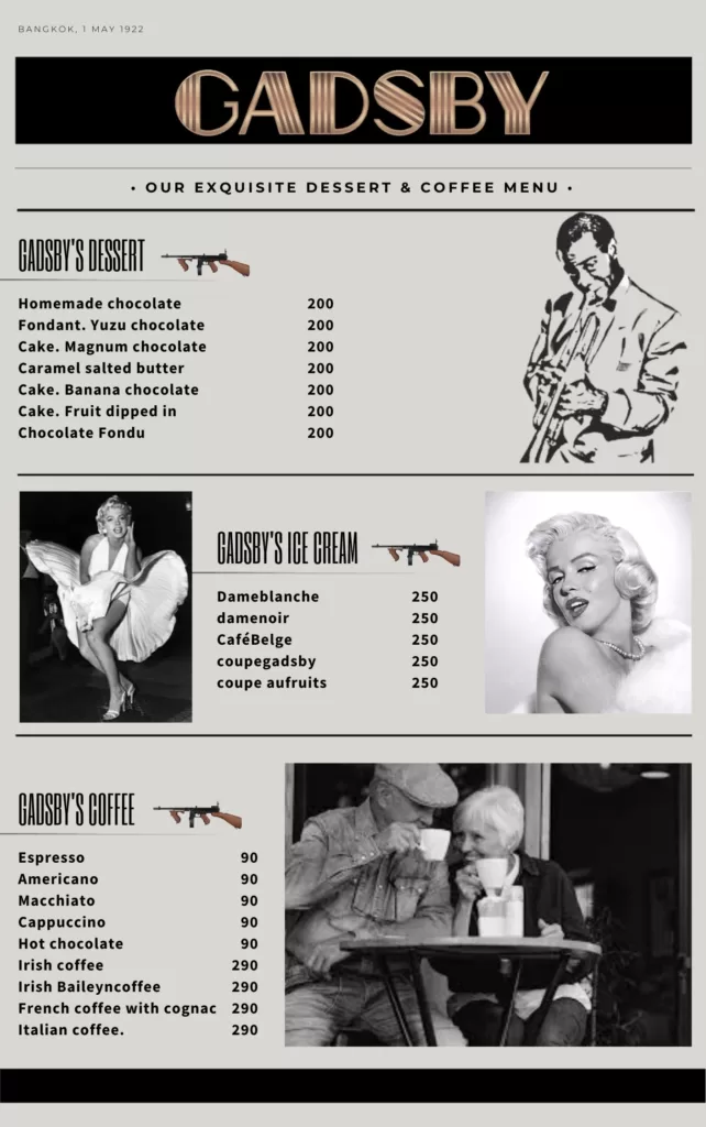 GADSBY DESSERT MENU